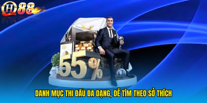 Danh mục thi đấu đa dạng, dễ tìm theo sở thích